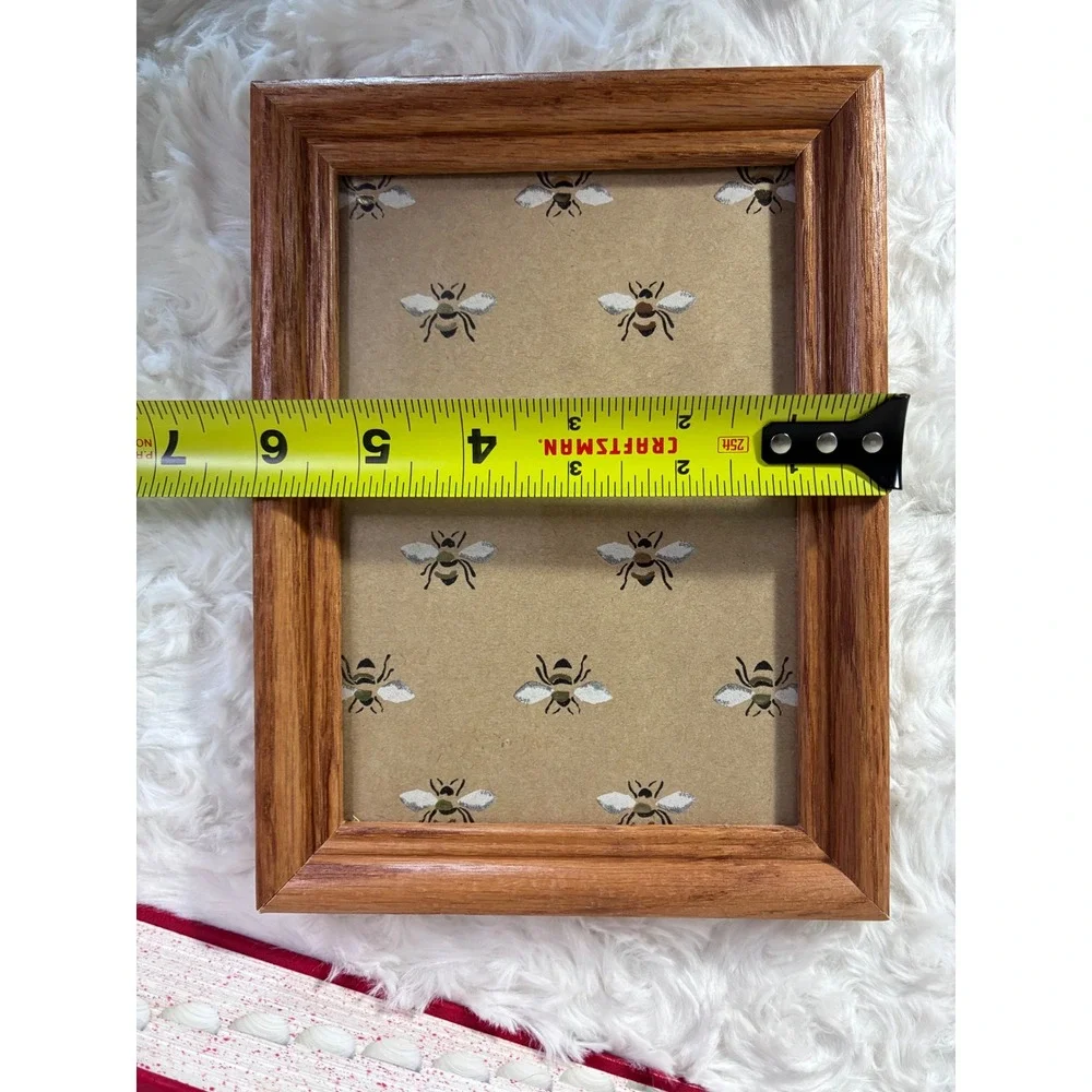 VTG Solid Oak Wood Picture Frame 5x7 Natural Grain Tabletop Wall Hanging Brown